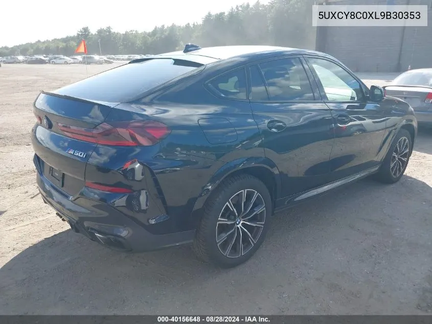 2020 BMW X6 M50I VIN: 5UXCY8C0XL9B30353 Lot: 40156648