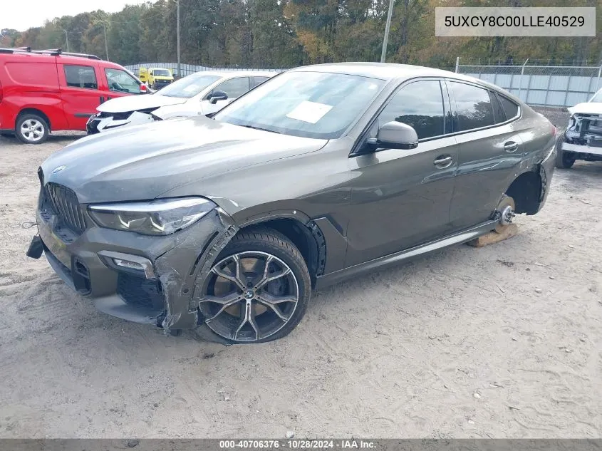 2020 BMW X6 M50I VIN: 5UXCY8C00LLE40529 Lot: 40706376