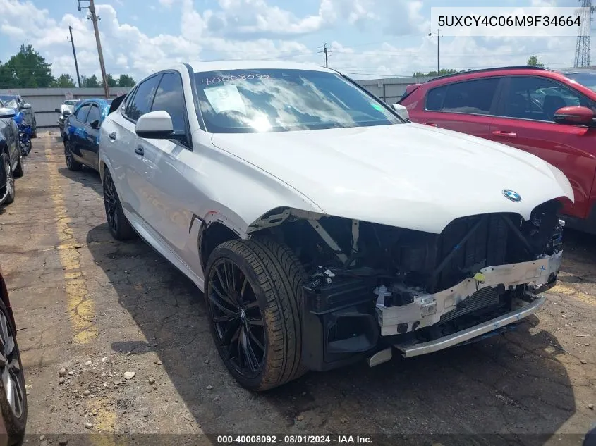 2021 BMW X6 Sdrive40I VIN: 5UXCY4C06M9F34664 Lot: 40008092