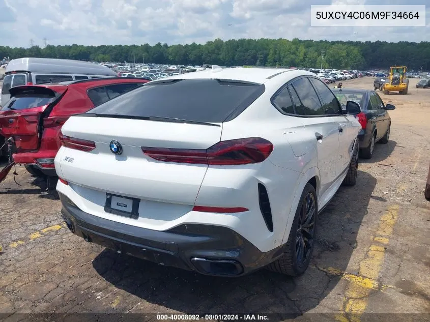 2021 BMW X6 Sdrive40I VIN: 5UXCY4C06M9F34664 Lot: 40008092