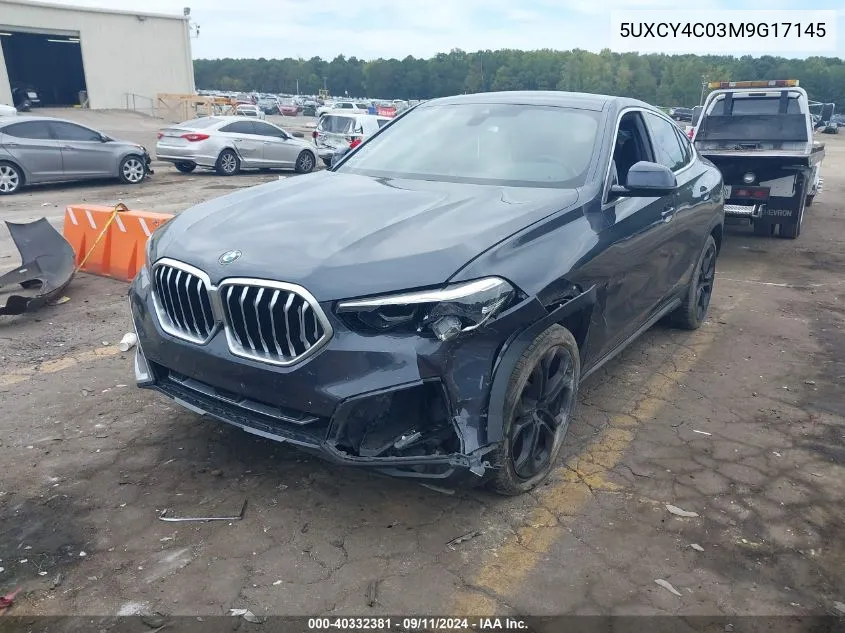 2021 BMW X6 Sdrive40I VIN: 5UXCY4C03M9G17145 Lot: 40332381