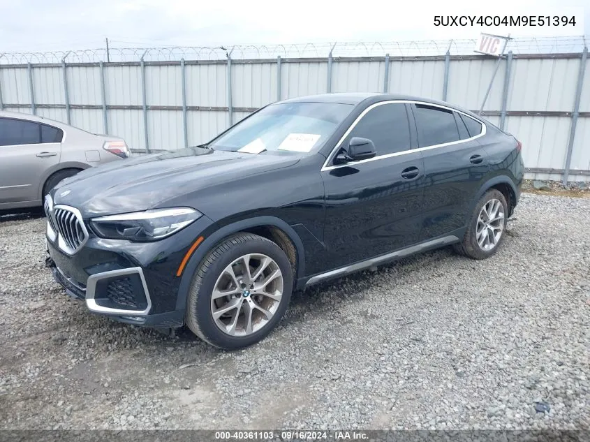 2021 BMW X6 Sdrive40I VIN: 5UXCY4C04M9E51394 Lot: 40361103