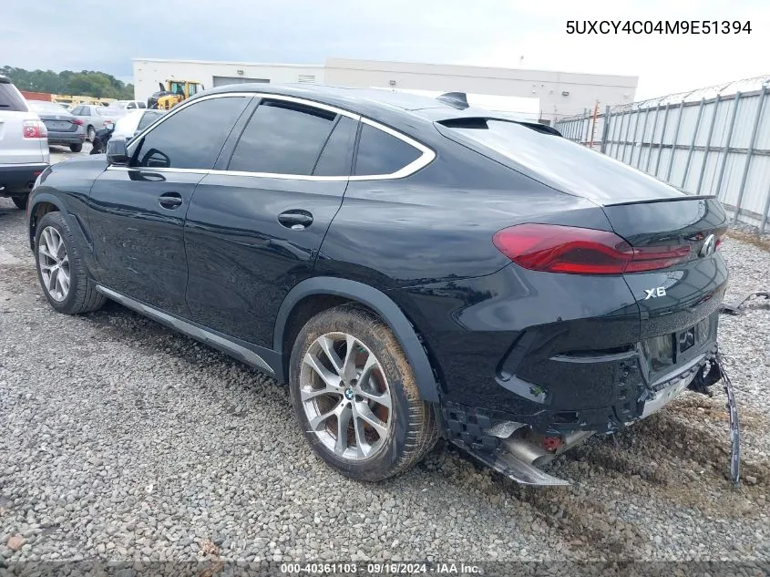 2021 BMW X6 Sdrive40I VIN: 5UXCY4C04M9E51394 Lot: 40361103