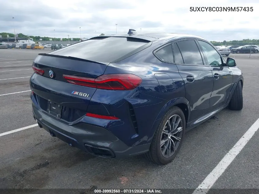 2022 BMW X6 M50I VIN: 5UXCY8C03N9M57435 Lot: 39992560