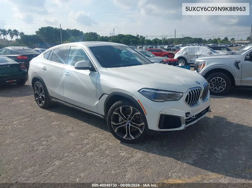 2022 BMW X6 xDrive40I VIN: 5UXCY6C09N9K88963 Lot: 40049730