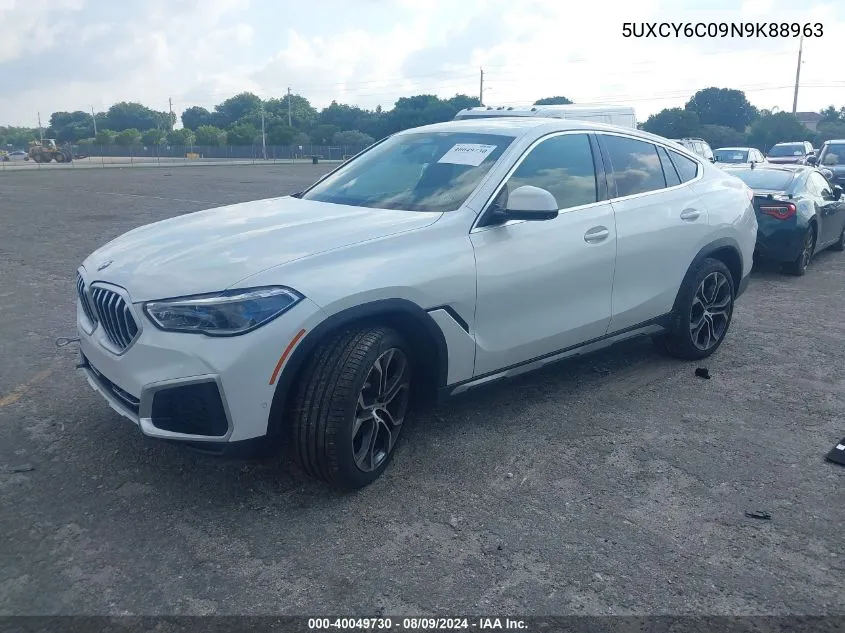 2022 BMW X6 xDrive40I VIN: 5UXCY6C09N9K88963 Lot: 40049730