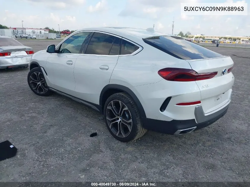 2022 BMW X6 xDrive40I VIN: 5UXCY6C09N9K88963 Lot: 40049730