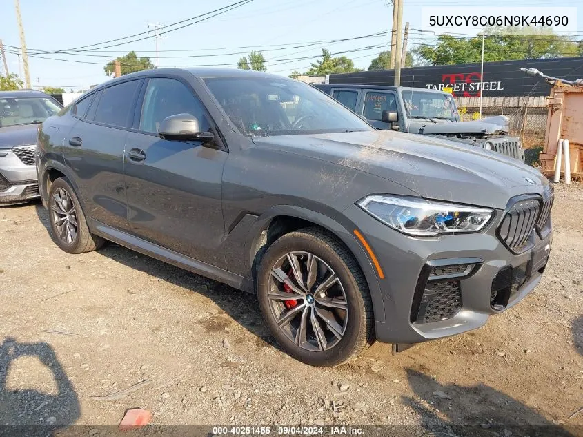 2022 BMW X6 M50I VIN: 5UXCY8C06N9K44690 Lot: 40251455