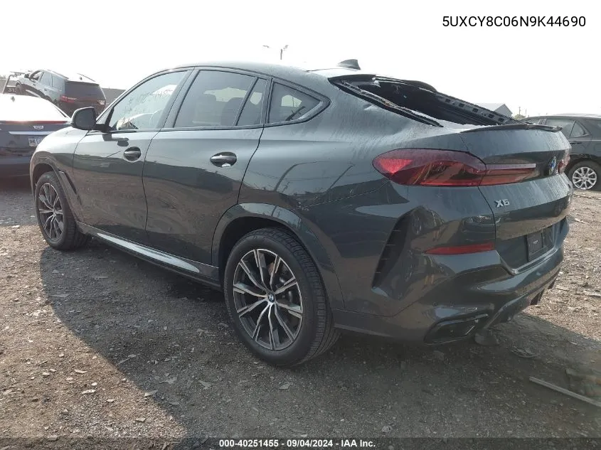 2022 BMW X6 M50I VIN: 5UXCY8C06N9K44690 Lot: 40251455