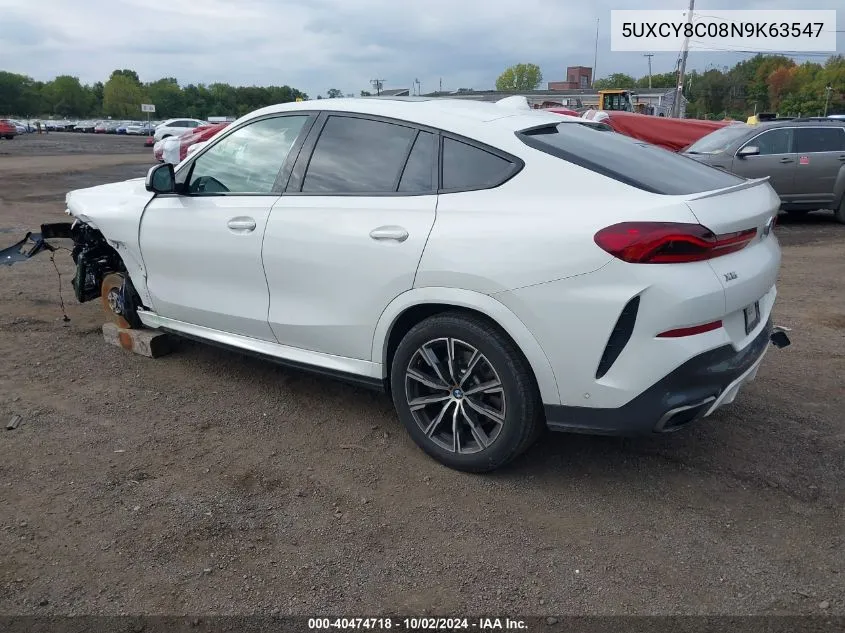 2022 BMW X6 M50I VIN: 5UXCY8C08N9K63547 Lot: 40474718