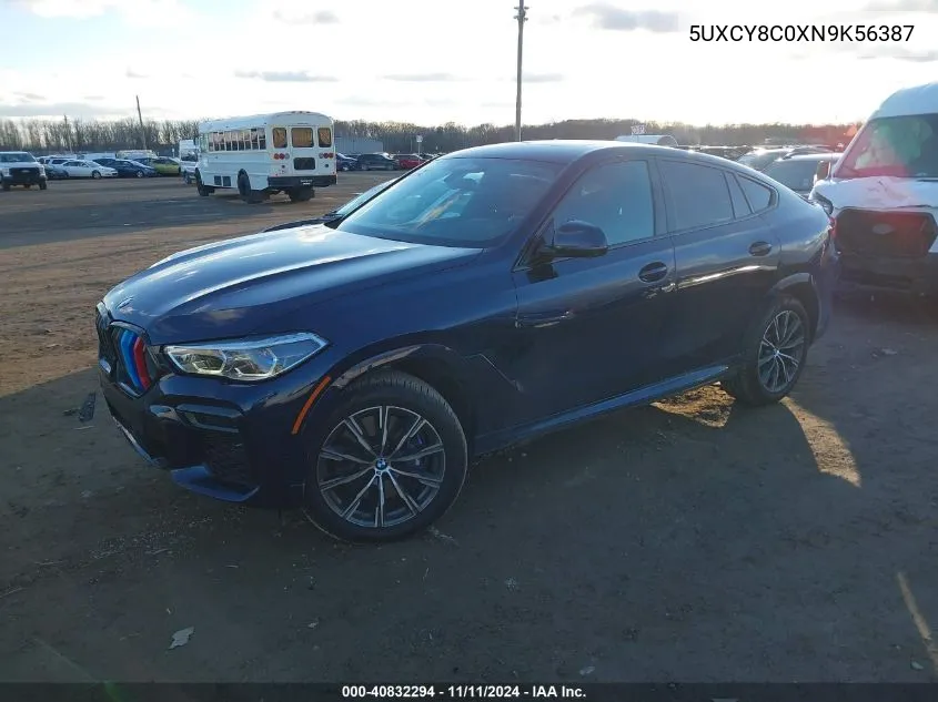 2022 BMW X6 M50I VIN: 5UXCY8C0XN9K56387 Lot: 40832294