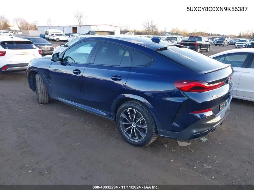 2022 BMW X6 M50I VIN: 5UXCY8C0XN9K56387 Lot: 40832294