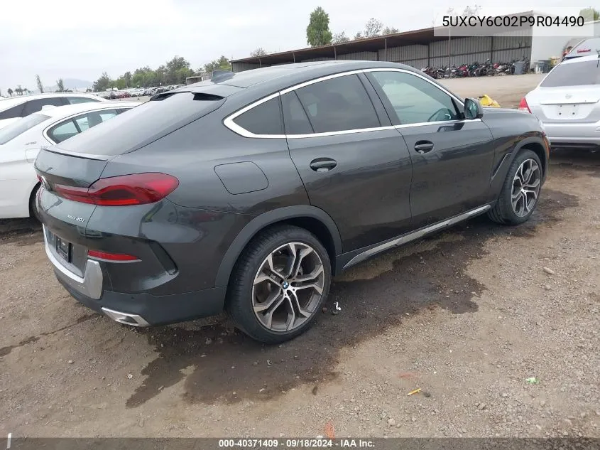 2023 BMW X6 xDrive40I VIN: 5UXCY6C02P9R04490 Lot: 40371409