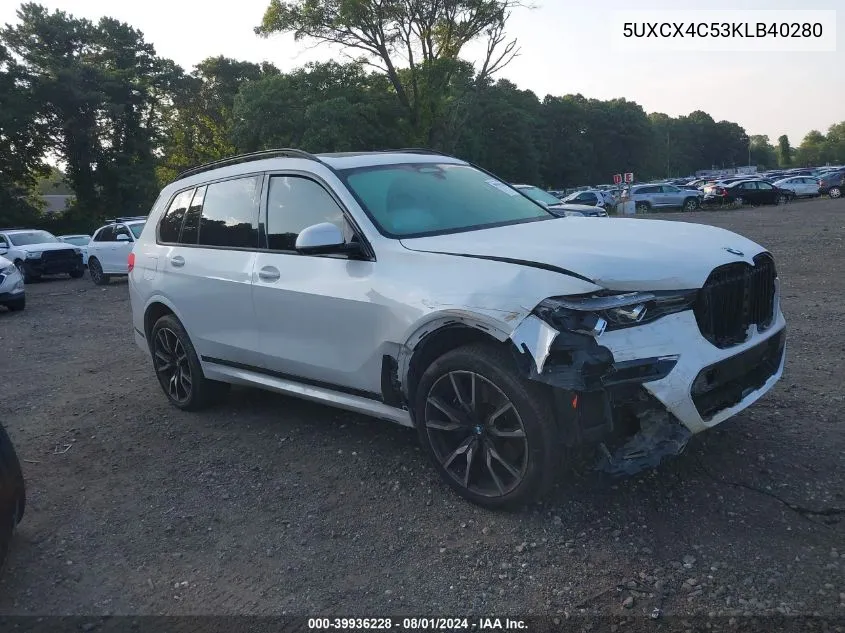 2019 BMW X7 xDrive50I VIN: 5UXCX4C53KLB40280 Lot: 39936228