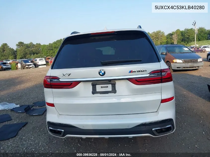 2019 BMW X7 xDrive50I VIN: 5UXCX4C53KLB40280 Lot: 39936228