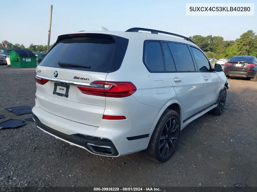 2019 BMW X7 xDrive50I VIN: 5UXCX4C53KLB40280 Lot: 39936228