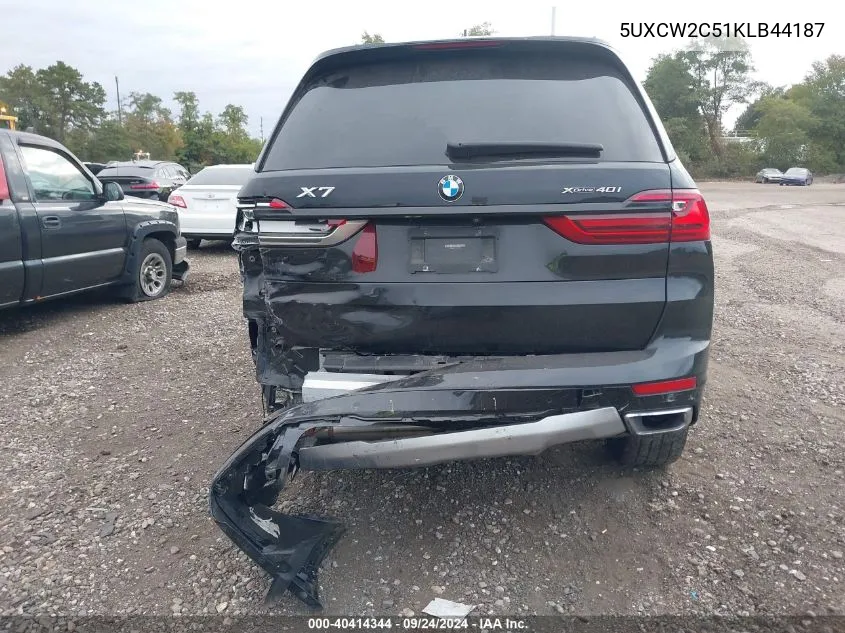 2019 BMW X7 xDrive40I VIN: 5UXCW2C51KLB44187 Lot: 40414344