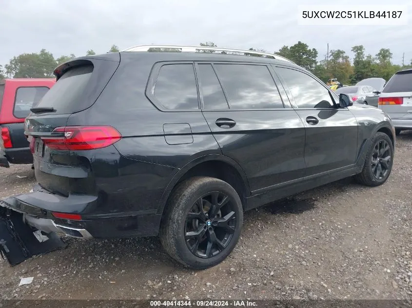 2019 BMW X7 xDrive40I VIN: 5UXCW2C51KLB44187 Lot: 40414344