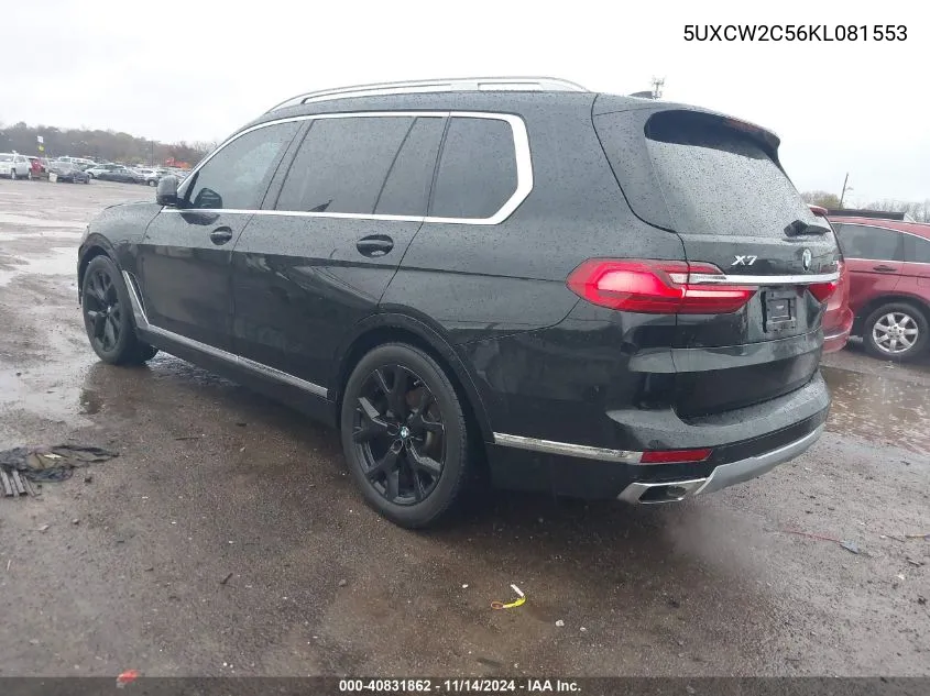 2019 BMW X7 xDrive40I VIN: 5UXCW2C56KL081553 Lot: 40831862