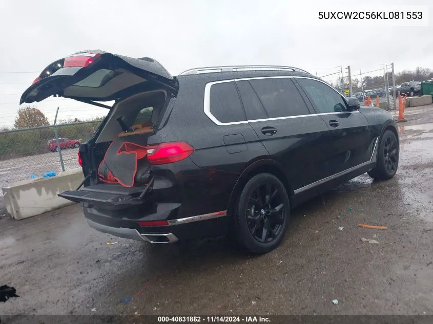 2019 BMW X7 xDrive40I VIN: 5UXCW2C56KL081553 Lot: 40831862