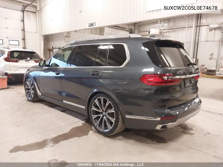 2020 BMW X7 VIN: 5UXCW2C05L0E74678 Lot: 12034932