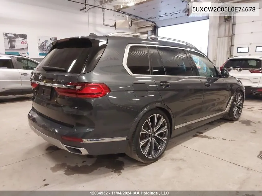 2020 BMW X7 VIN: 5UXCW2C05L0E74678 Lot: 12034932