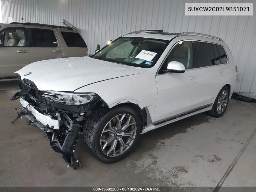 2020 BMW X7 xDrive40I VIN: 5UXCW2C02L9B51071 Lot: 39692200