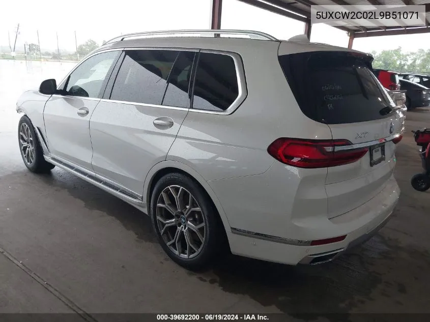 2020 BMW X7 xDrive40I VIN: 5UXCW2C02L9B51071 Lot: 39692200