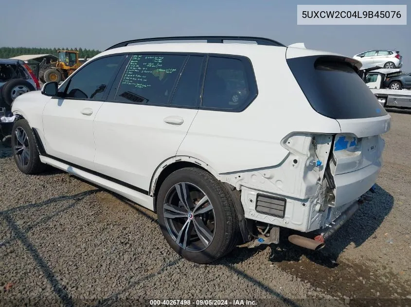 2020 BMW X7 xDrive40I VIN: 5UXCW2C04L9B45076 Lot: 40267498