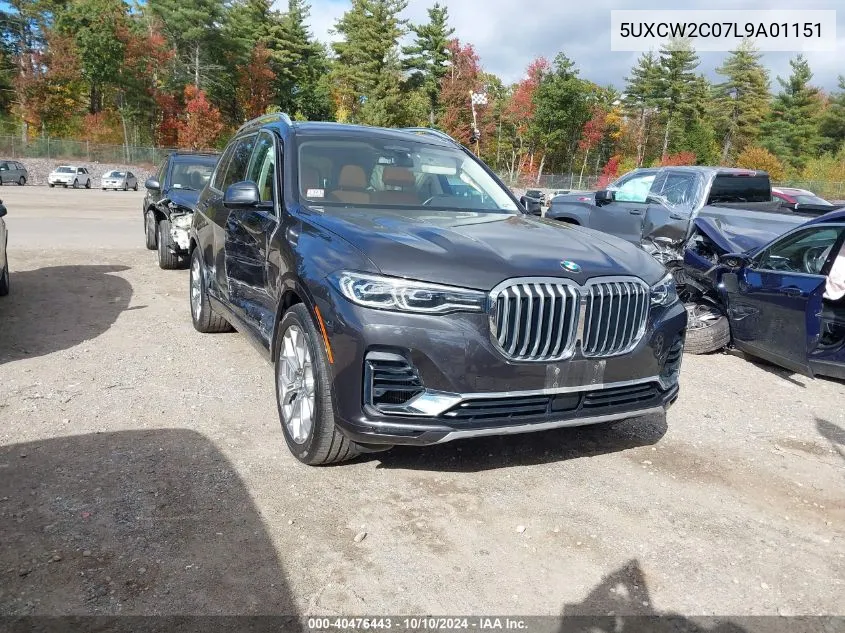 2020 BMW X7 xDrive40I VIN: 5UXCW2C07L9A01151 Lot: 40476443