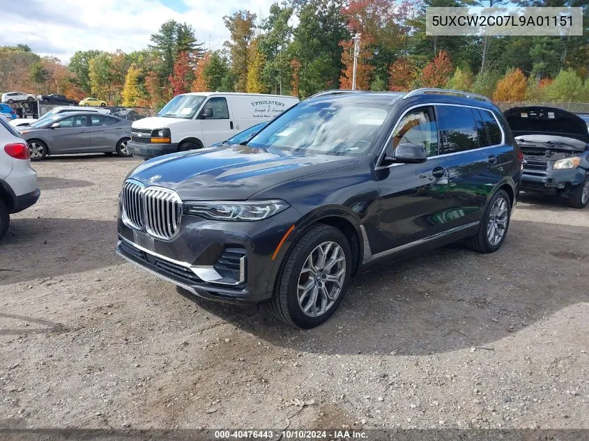 2020 BMW X7 xDrive40I VIN: 5UXCW2C07L9A01151 Lot: 40476443