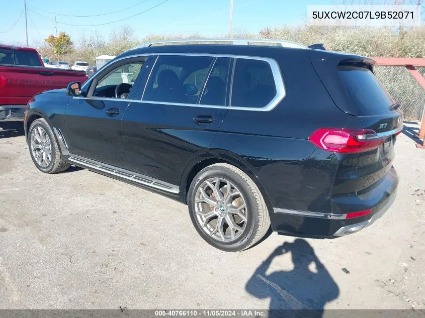 2020 BMW X7 xDrive40I VIN: 5UXCW2C07L9B52071 Lot: 40766110