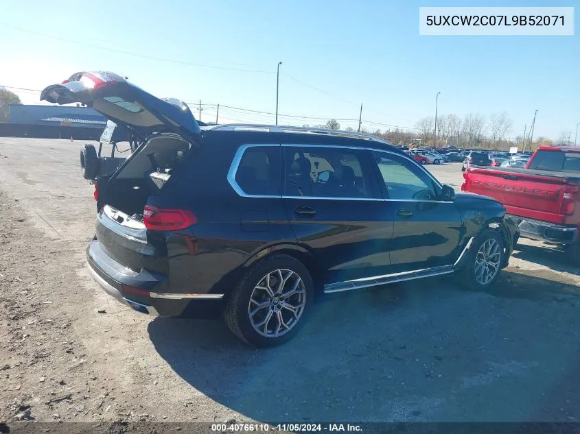 2020 BMW X7 xDrive40I VIN: 5UXCW2C07L9B52071 Lot: 40766110