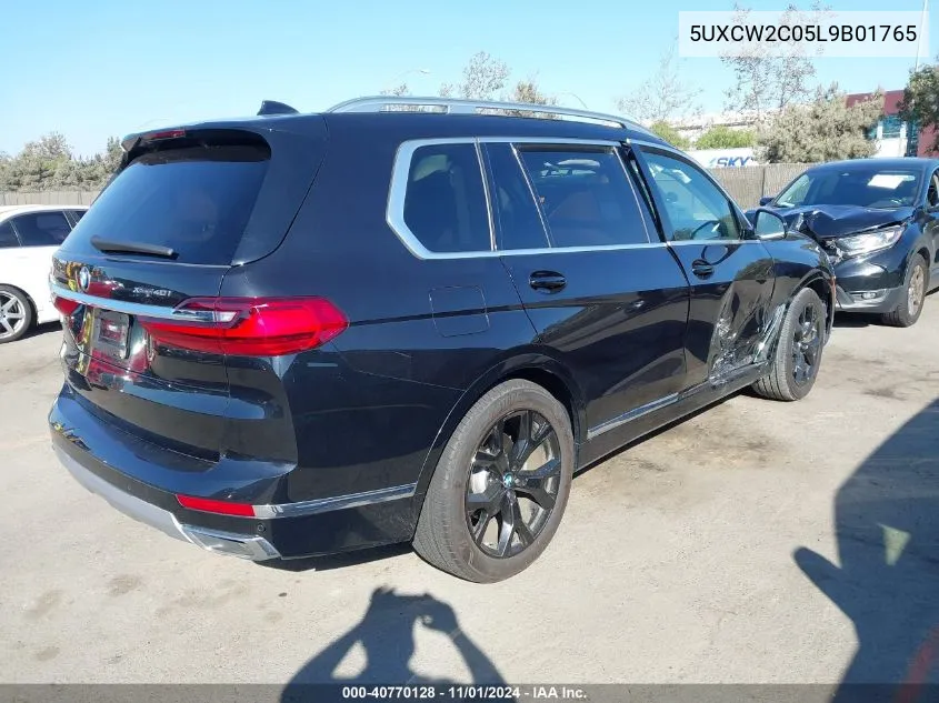 2020 BMW X7 xDrive40I VIN: 5UXCW2C05L9B01765 Lot: 40770128