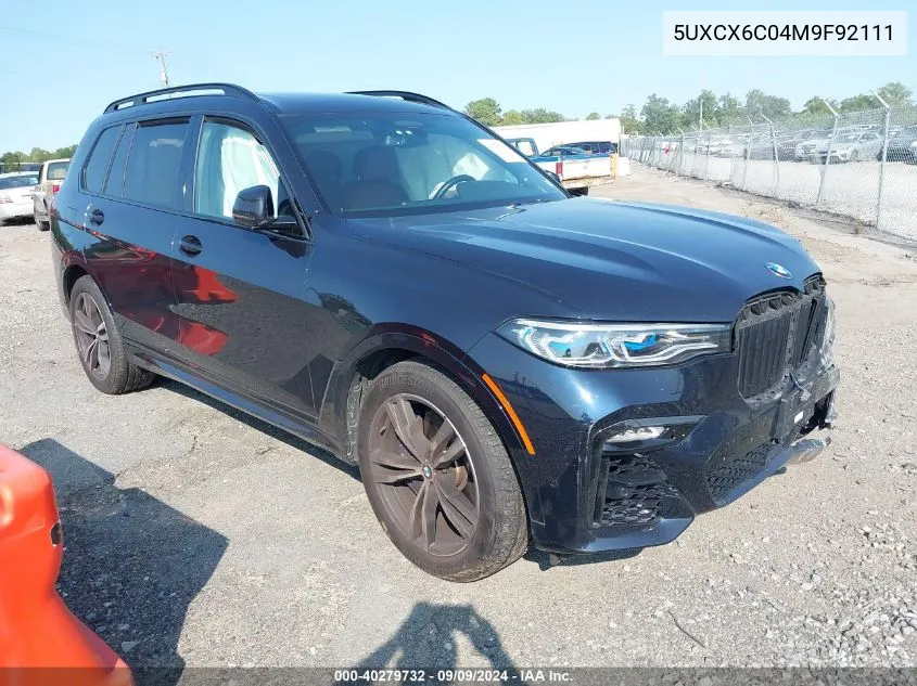 2021 BMW X7 M50I VIN: 5UXCX6C04M9F92111 Lot: 40279732