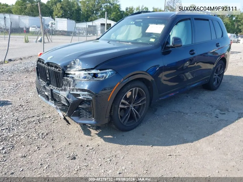 2021 BMW X7 M50I VIN: 5UXCX6C04M9F92111 Lot: 40279732