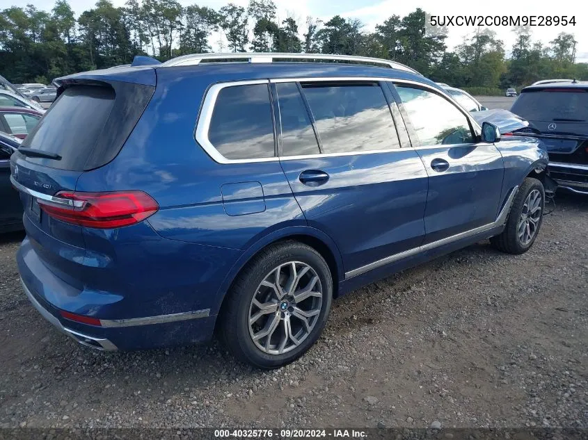 2021 BMW X7 xDrive40I VIN: 5UXCW2C08M9E28954 Lot: 40325776