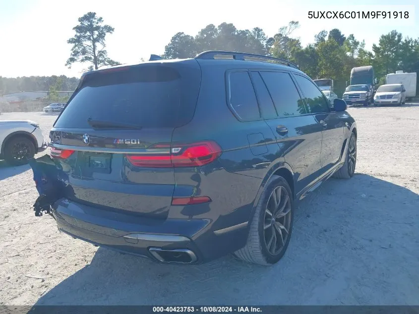 2021 BMW X7 M50I VIN: 5UXCX6C01M9F91918 Lot: 40423753