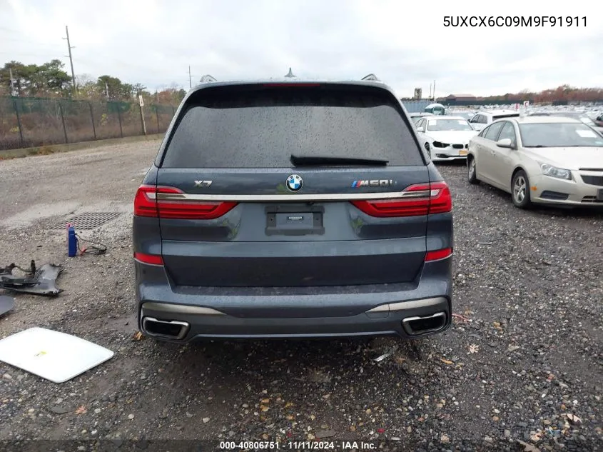 2021 BMW X7 M50I VIN: 5UXCX6C09M9F91911 Lot: 40806751