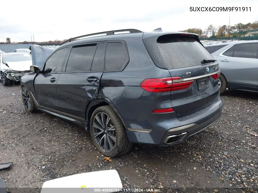 2021 BMW X7 M50I VIN: 5UXCX6C09M9F91911 Lot: 40806751