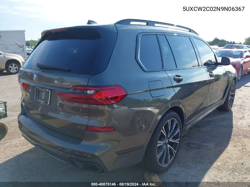 2022 BMW X7 xDrive40I VIN: 5UXCW2C02N9N06367 Lot: 40075146