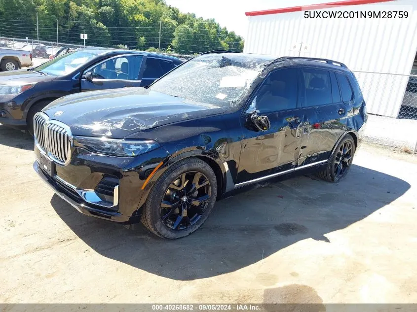 2022 BMW X7 xDrive40I VIN: 5UXCW2C01N9M28759 Lot: 40268682