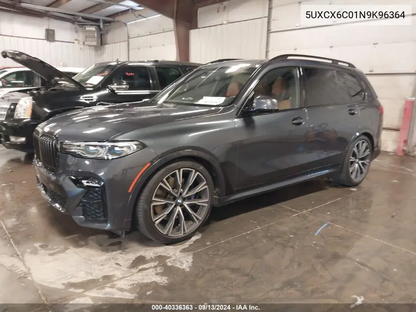 2022 BMW X7 M50I VIN: 5UXCX6C01N9K96364 Lot: 40336363