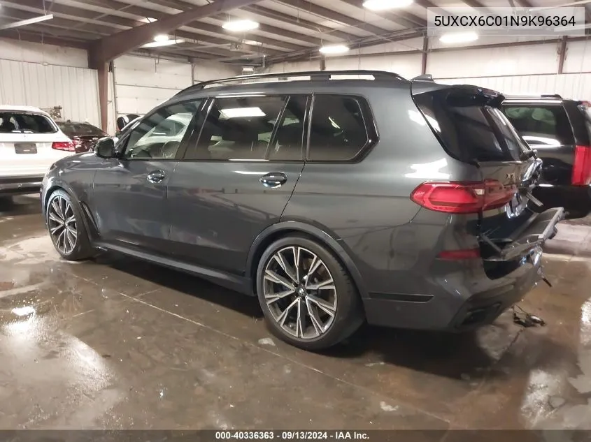 2022 BMW X7 M50I VIN: 5UXCX6C01N9K96364 Lot: 40336363