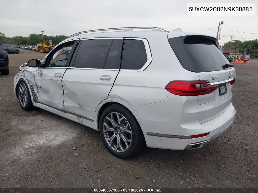 2022 BMW X7 xDrive40I VIN: 5UXCW2C02N9K30885 Lot: 40357106