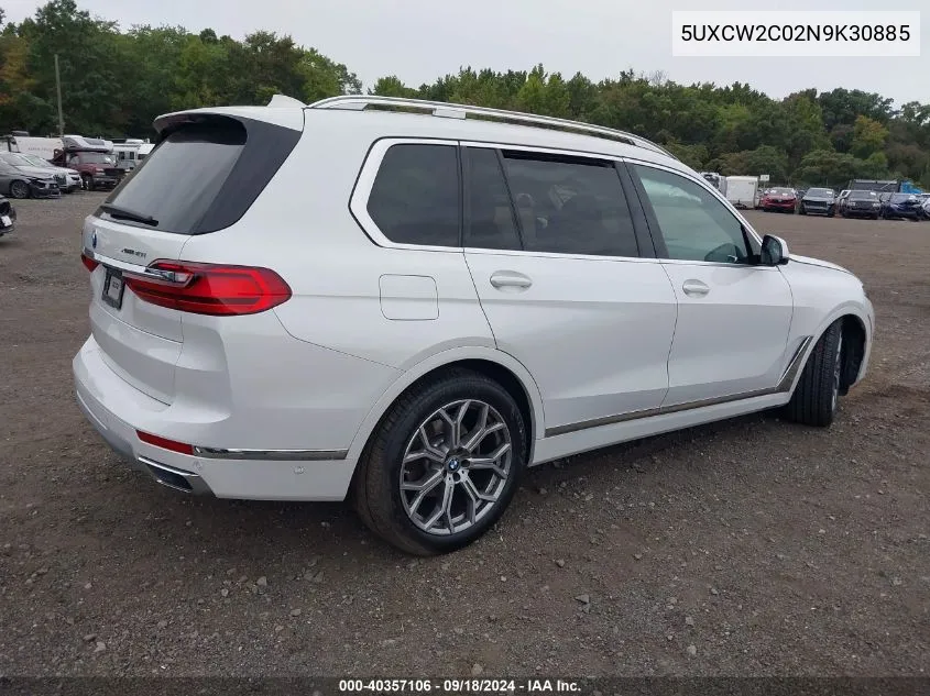 2022 BMW X7 xDrive40I VIN: 5UXCW2C02N9K30885 Lot: 40357106