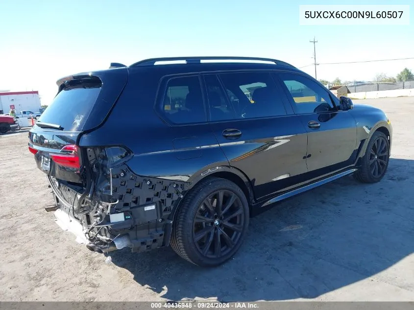 2022 BMW X7 M50I VIN: 5UXCX6C00N9L60507 Lot: 40436948