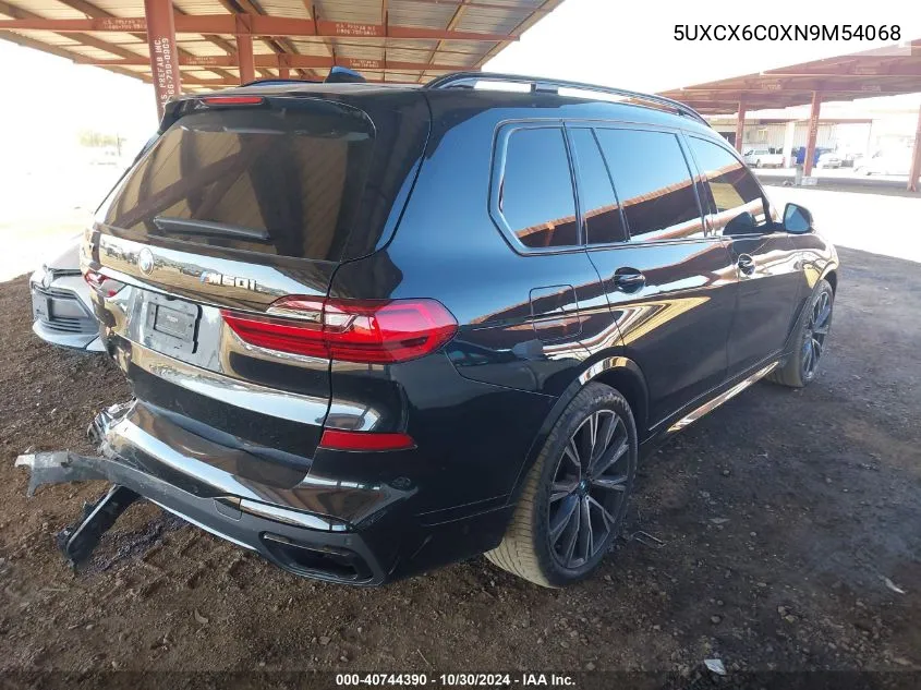 2022 BMW X7 M50I VIN: 5UXCX6C0XN9M54068 Lot: 40744390