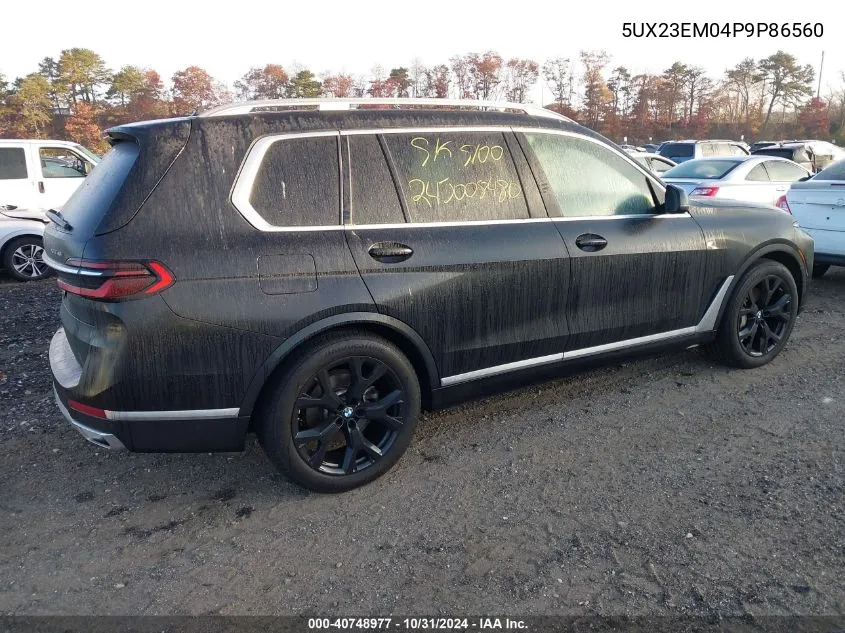 2023 BMW X7 xDrive40I VIN: 5UX23EM04P9P86560 Lot: 40748977