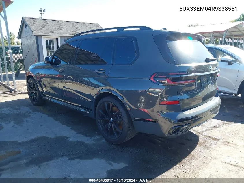 2024 BMW X7 M60I VIN: 5UX33EM04R9S38551 Lot: 40485017